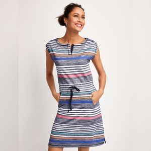 Talbots Striped Drawstring Waist Shift Dress Size M
